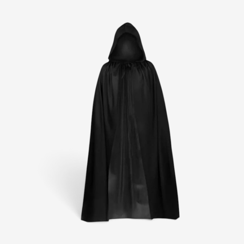 Elegant Black Hooded Cape for Halloween Adventures