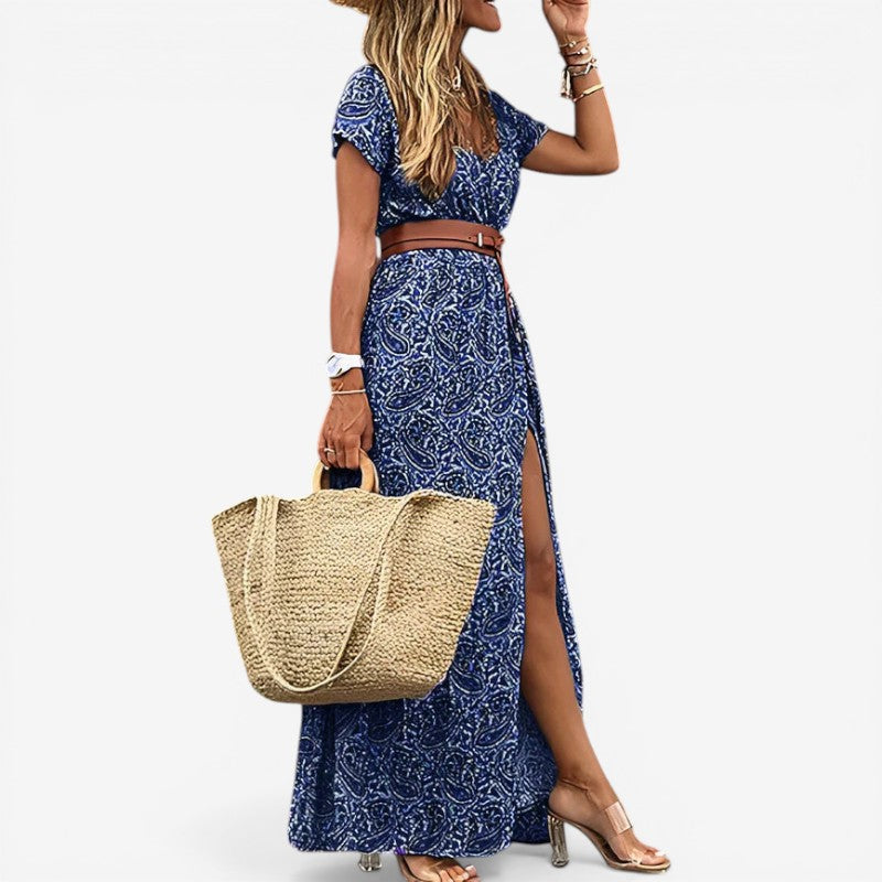 Women's Floral Short Sleeve Maxi Dress