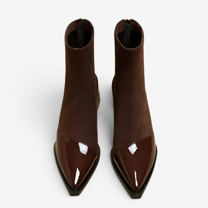Elegant Pointed Toe Ankle Boots with Block Heel