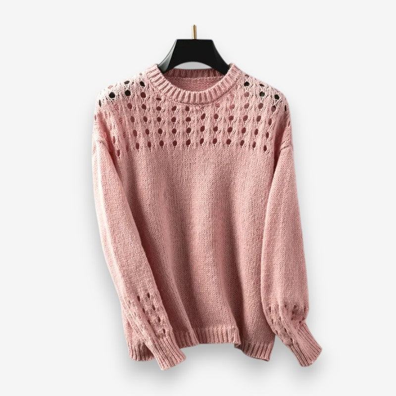 Ella – Long Sleeve Sweater with Ribbed and Round Neck