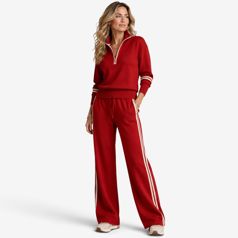 Velmora – Women's Two-Piece Set with Half-Zip Pullover