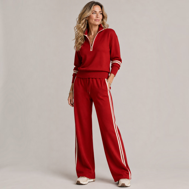 Velmora – Women's Two-Piece Set with Half-Zip Pullover