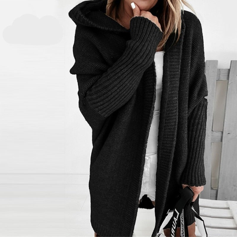 Womens Hooded Knit Cardigan