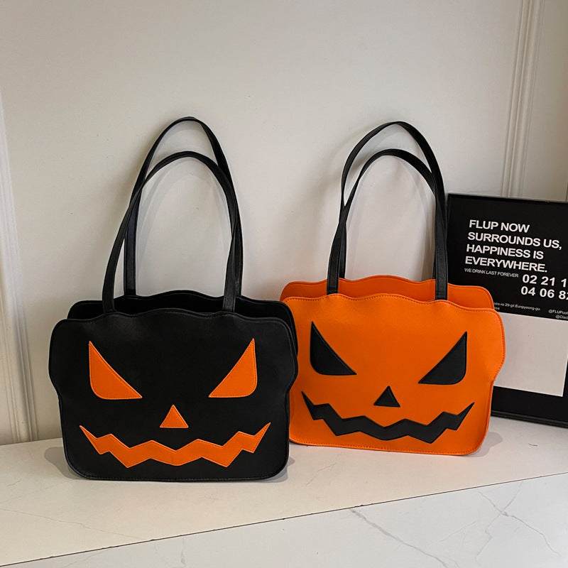 Spooky Halloween Messenger Bag with Pumpkin Art