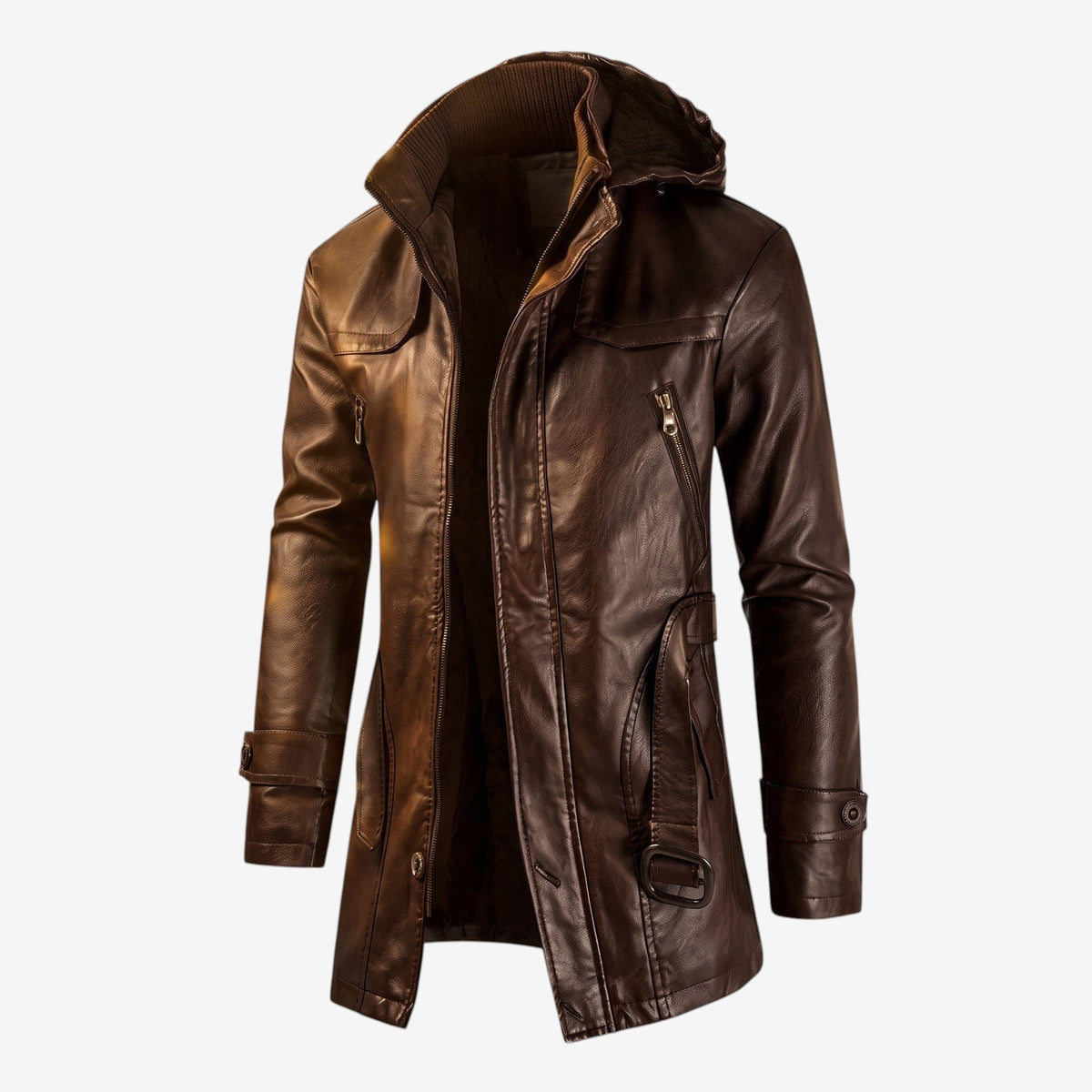 Warmth - Mid-Length Hooded Jacket with High Collar