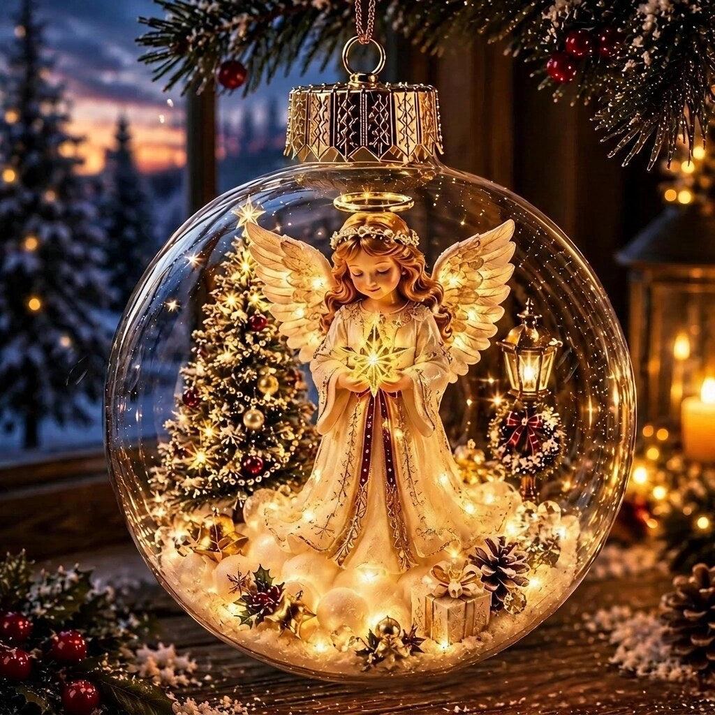 ChristmasNook - LED Christmas Ornament with Miniature Holiday Scene