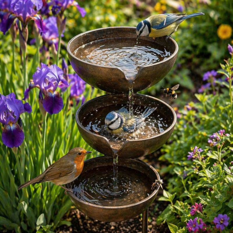 Rainbath - Three-Tier Bird Bath with Freestanding Design
