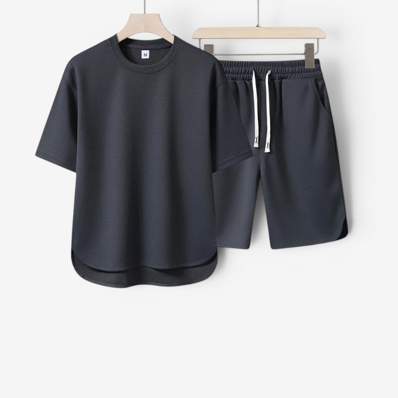Men's Casual Crew Neck T-Shirt and Shorts Set