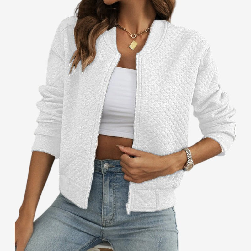 Alina – Long Sleeve Jacket with Round Neck and Zipper Closure Design
