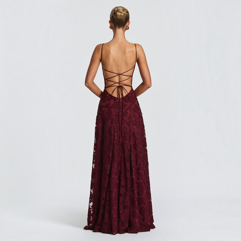 Women's Elegant Square Neck Backless Maxi Dress