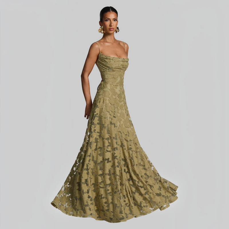 Women's Elegant Square Neck Backless Maxi Dress