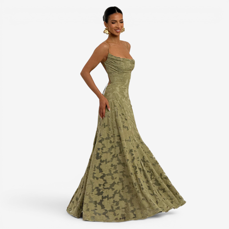 Women's Elegant Square Neck Backless Maxi Dress