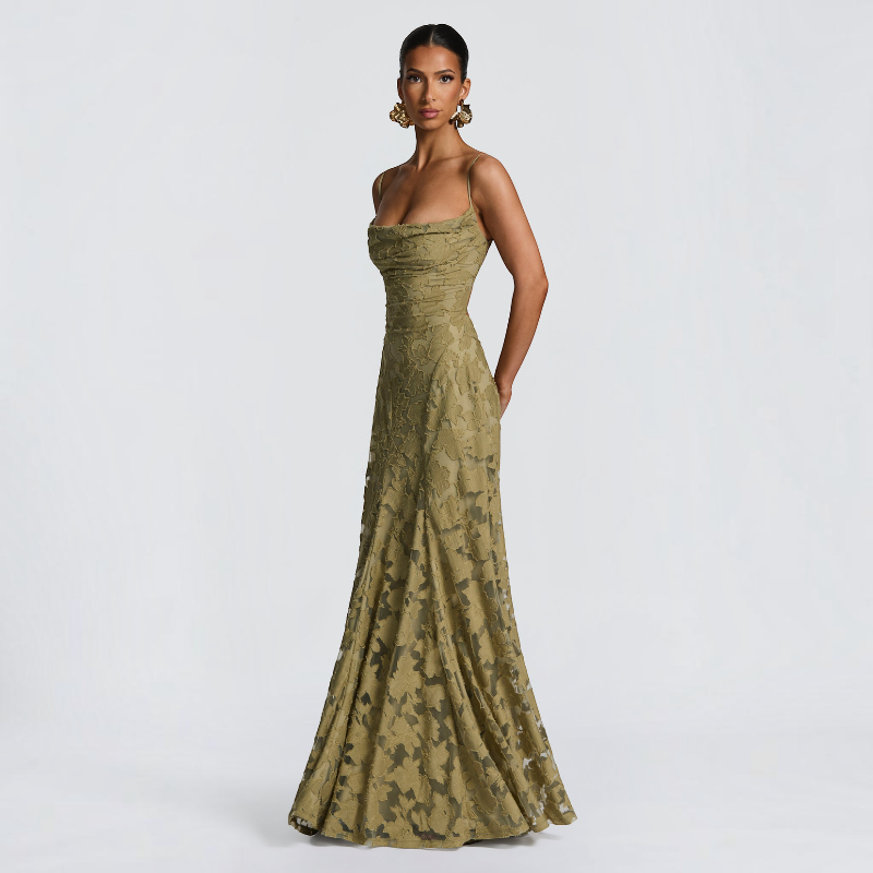 Women's Elegant Square Neck Backless Maxi Dress
