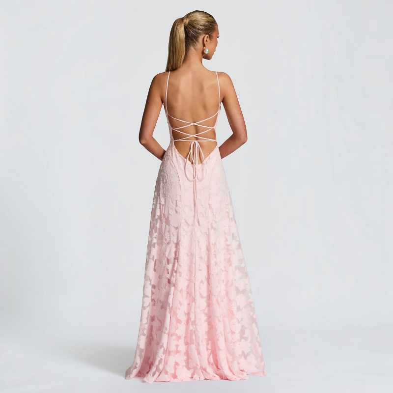 Women's Elegant Square Neck Backless Maxi Dress