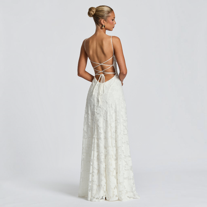 Women's Elegant Square Neck Backless Maxi Dress