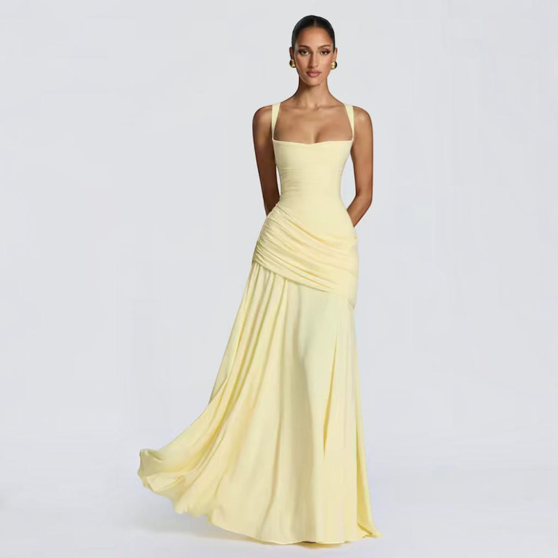 Elegant Women's Spaghetti Strap Bodycon Maxi Dress