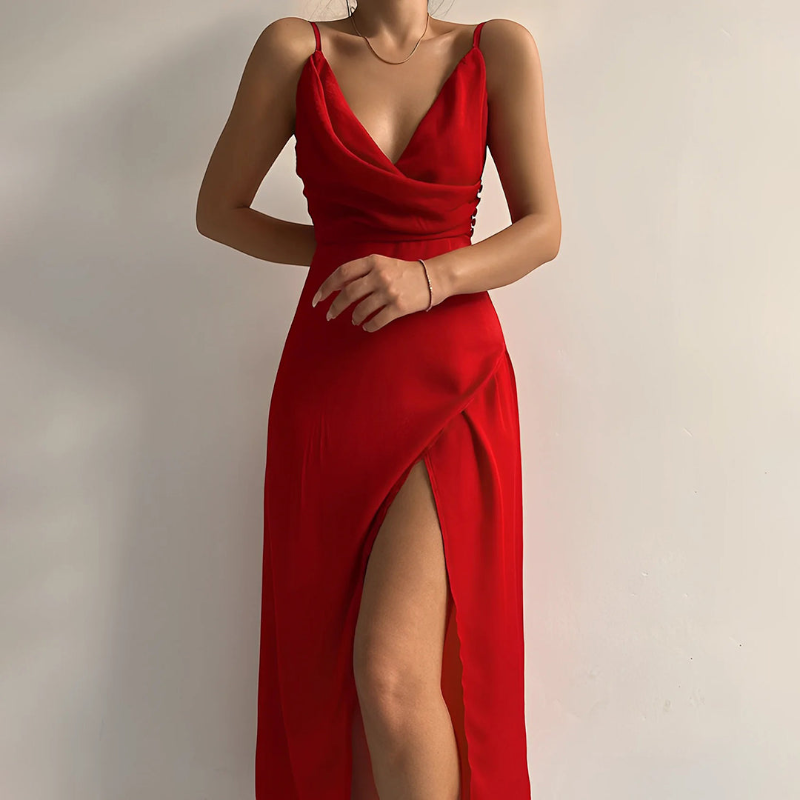 Elegant Sleeveless V Neck Maxi Dress