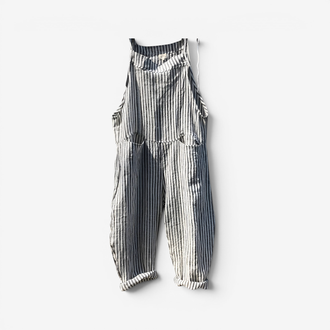 Womens Striped Bib Overalls with Pockets