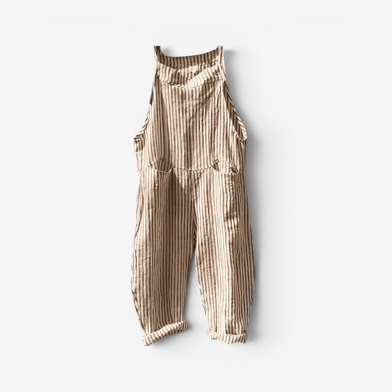 Womens Striped Bib Overalls with Pockets