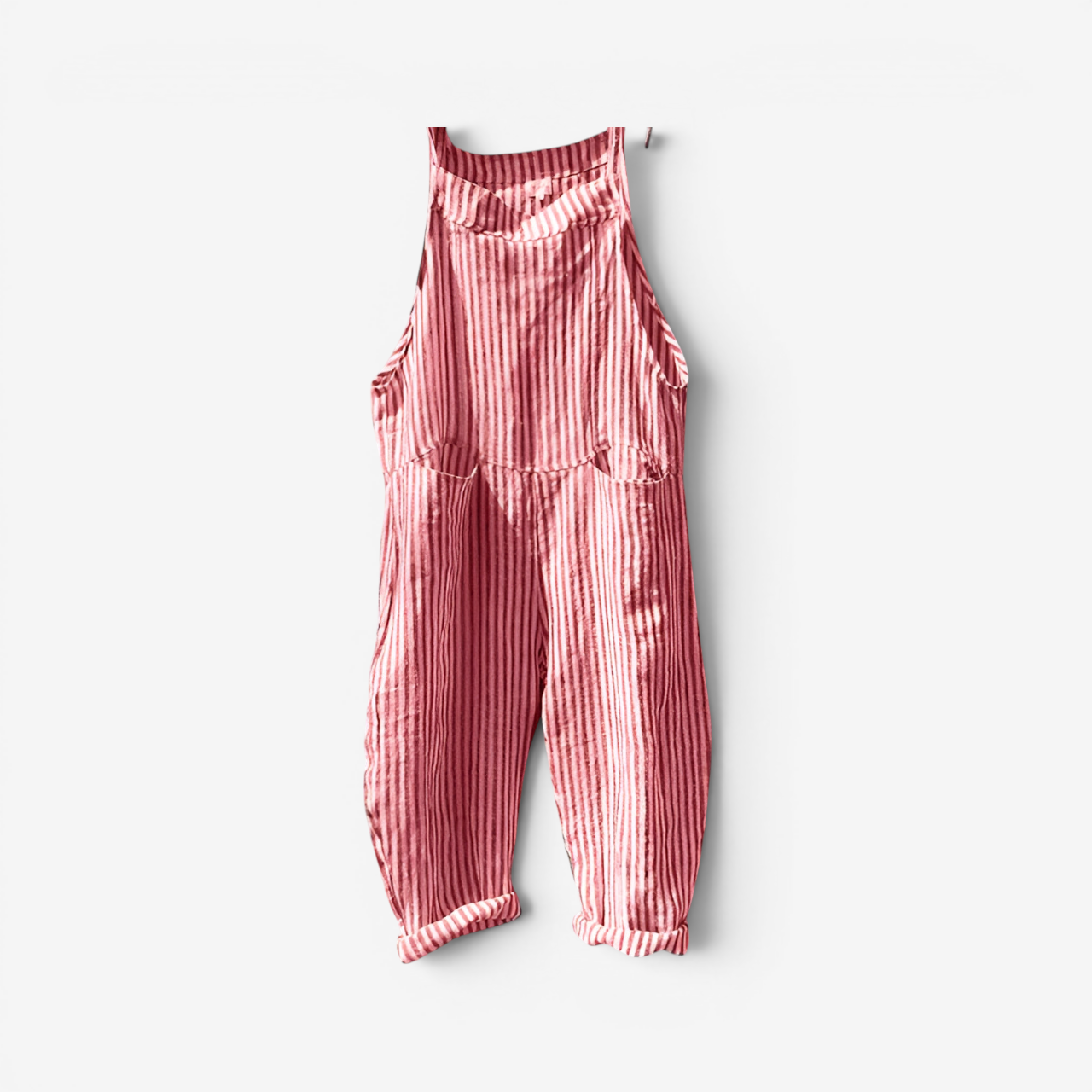 Womens Striped Bib Overalls with Pockets