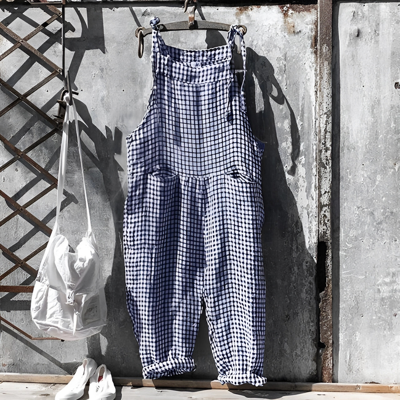 Darya | Kvinders Stribede Bib Overalls med Lommer