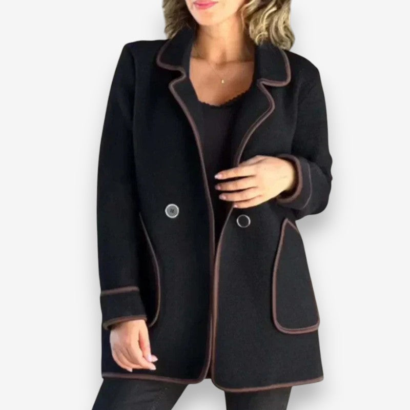 Emma – Long Sleeve Jacket with Button Closure and Down Collar Design