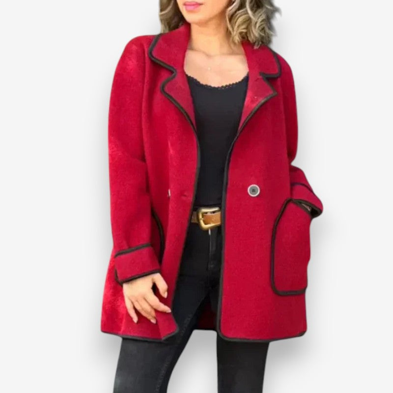 Emma – Long Sleeve Jacket with Button Closure and Down Collar Design