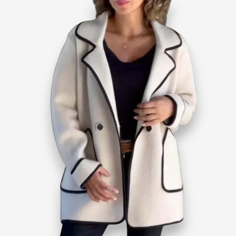 Emma – Long Sleeve Jacket with Button Closure and Down Collar Design
