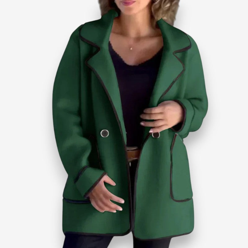 Emma – Long Sleeve Jacket with Button Closure and Down Collar Design