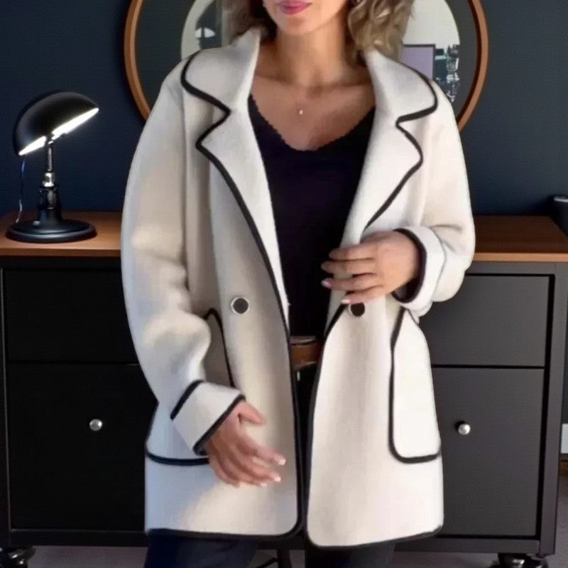 Emma – Long Sleeve Jacket with Button Closure and Down Collar Design