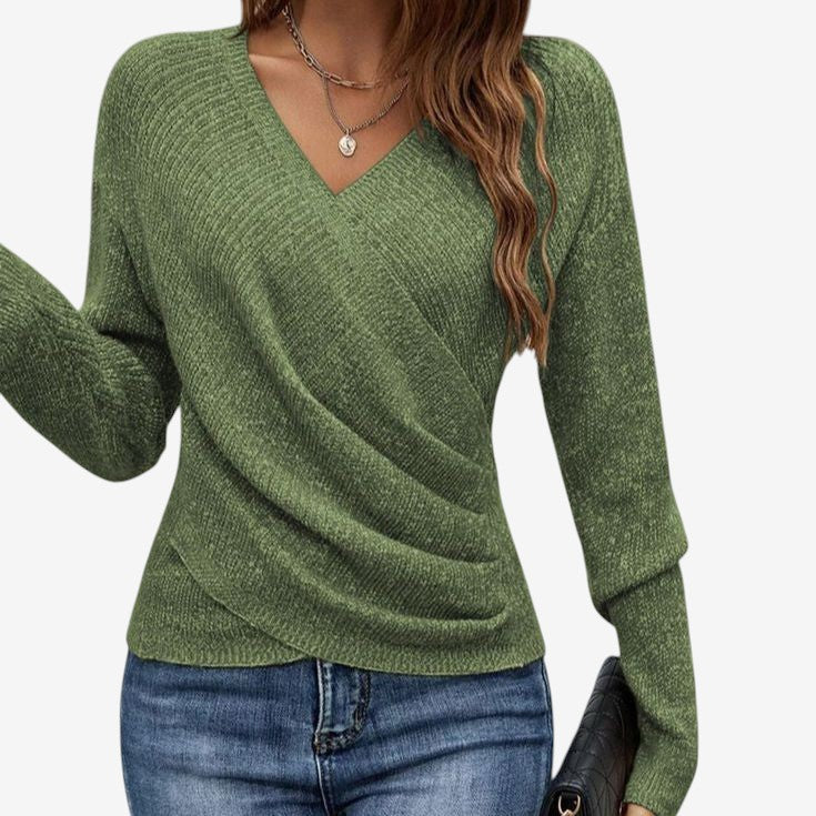 Women's Cross V-Neck Long Sleeve Sweater