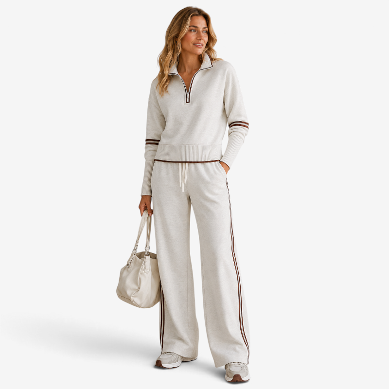 Velmora – Women's Two-Piece Set with Half-Zip Pullover
