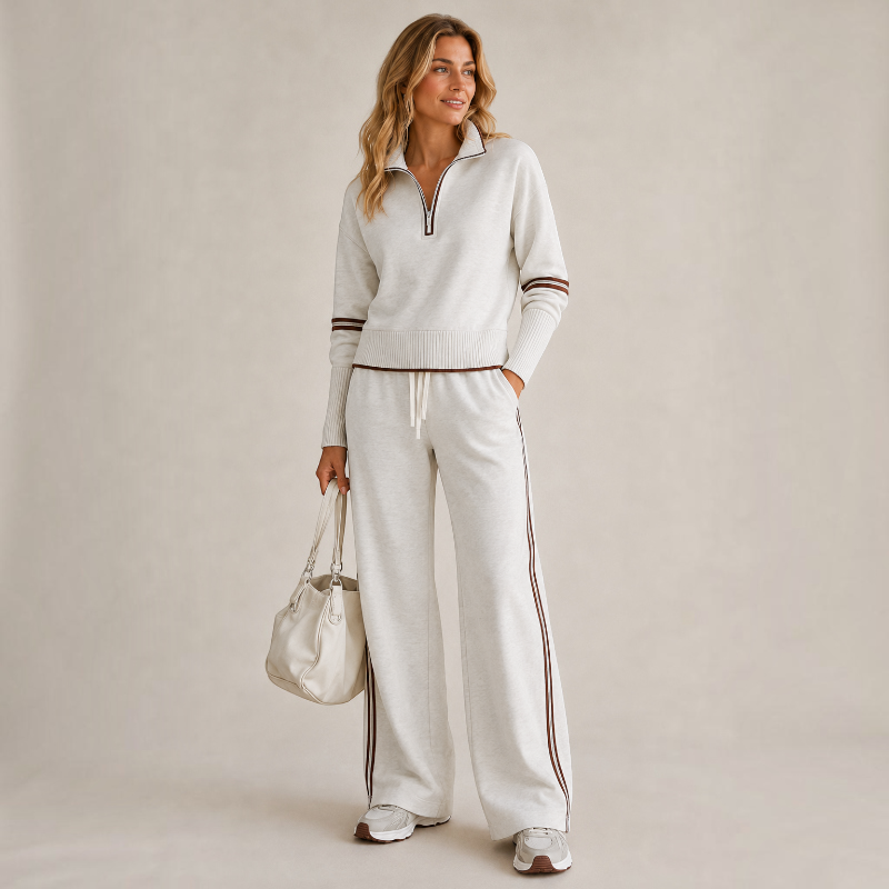 Velmora – Women's Two-Piece Set with Half-Zip Pullover