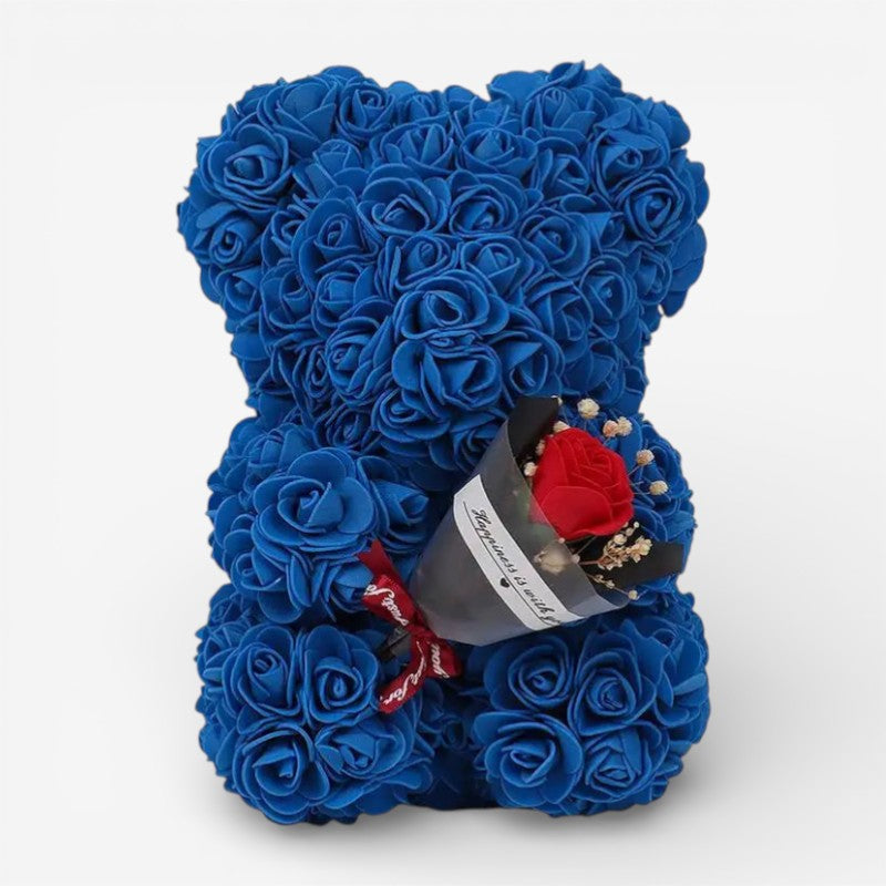 Rose Teddy Bear Holding Bouquet