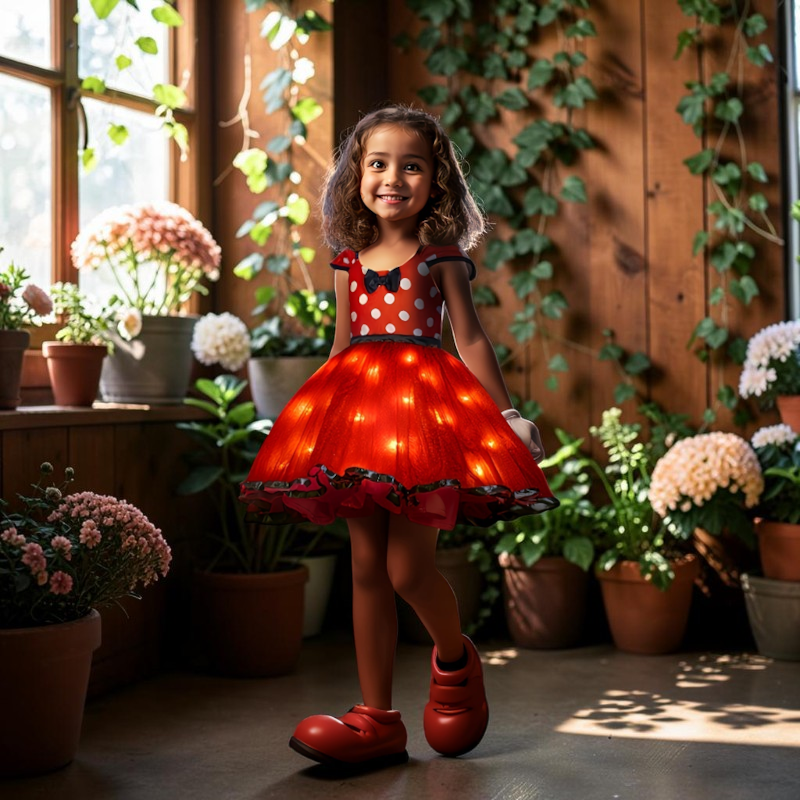 Girls' Light-Up Polka Dot Mouse Dress