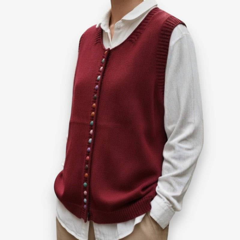 Eliza – Round Neck Sweater with Button Closure