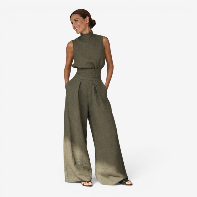 Chic Sleeveless Wide Leg Jumpsuit with Tie Waist