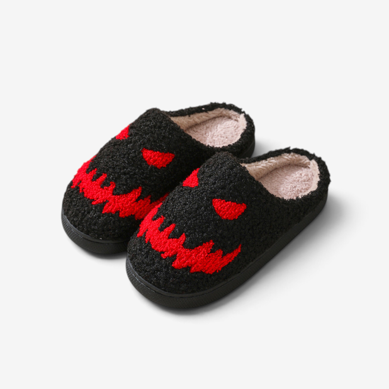 Skull-Designed Halloween Slippers with Cozy Lining