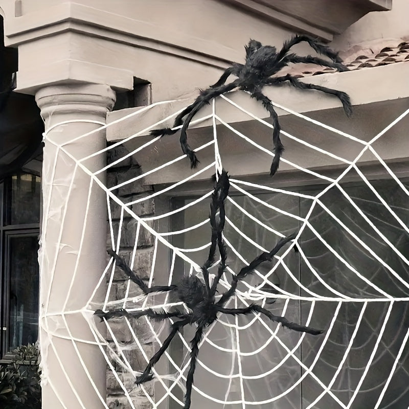 Halloween Spider Decoration Set with Stretchable Webbing