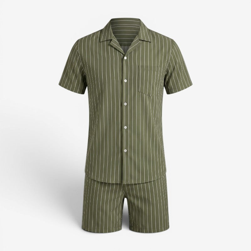 Men's Striped Shirt and Shorts Set