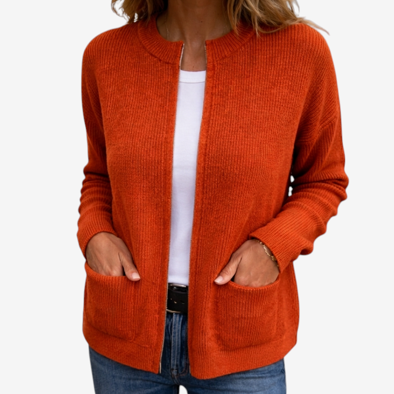 Kavira – Women's Knit Cardigan with Zipper Closure