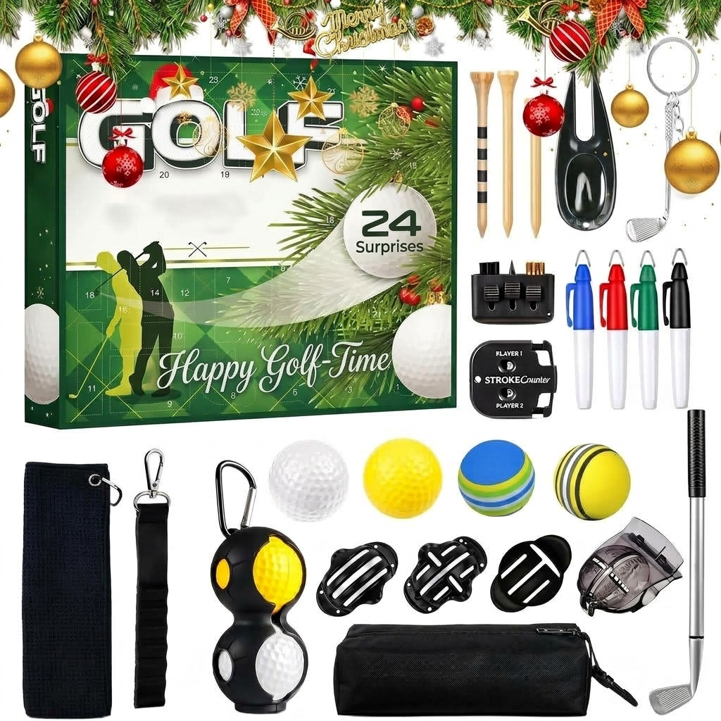 TeeTreasure - Golf Advent Calendar with 24-Piece Golf Accessories Set