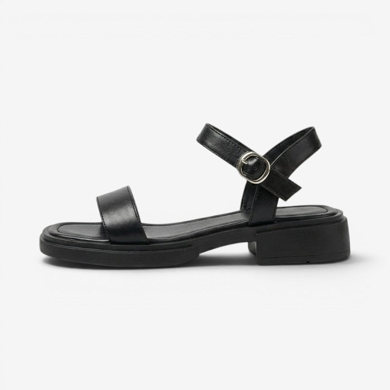Women's Round Toe Low Heel Sandals with Buckle Strap