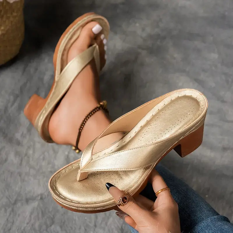 Women's Open Toe Chunky Heeled Sandals