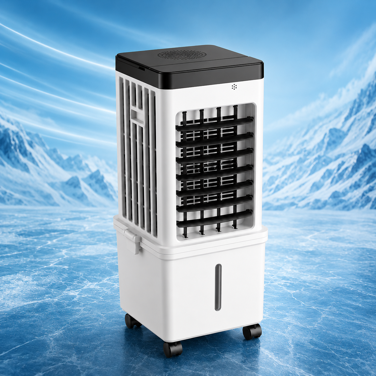 Portable Air Cooling Fan with Built-In Wheels