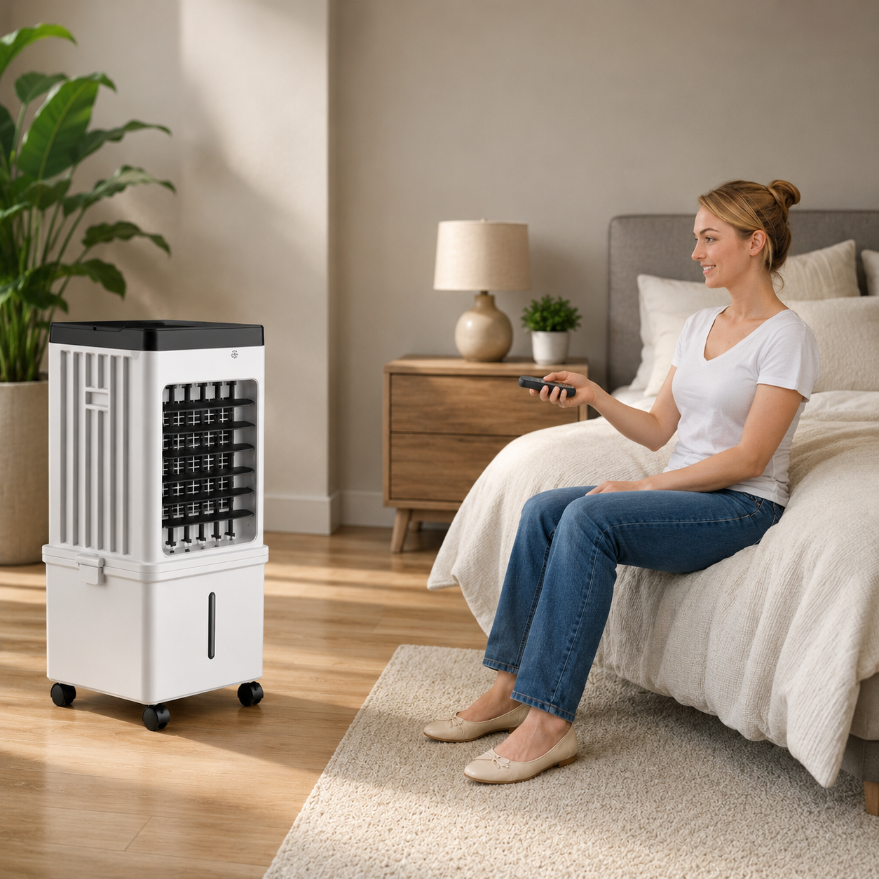Portable Air Cooling Fan with Built-In Wheels
