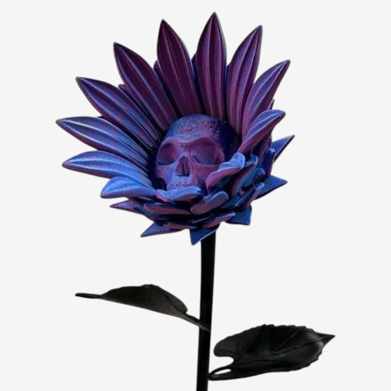 SkullBloom - 3D Printed Skull Sunflower Sculpture
