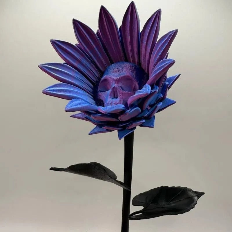 SkullBloom - 3D Printed Skull Sunflower Sculpture