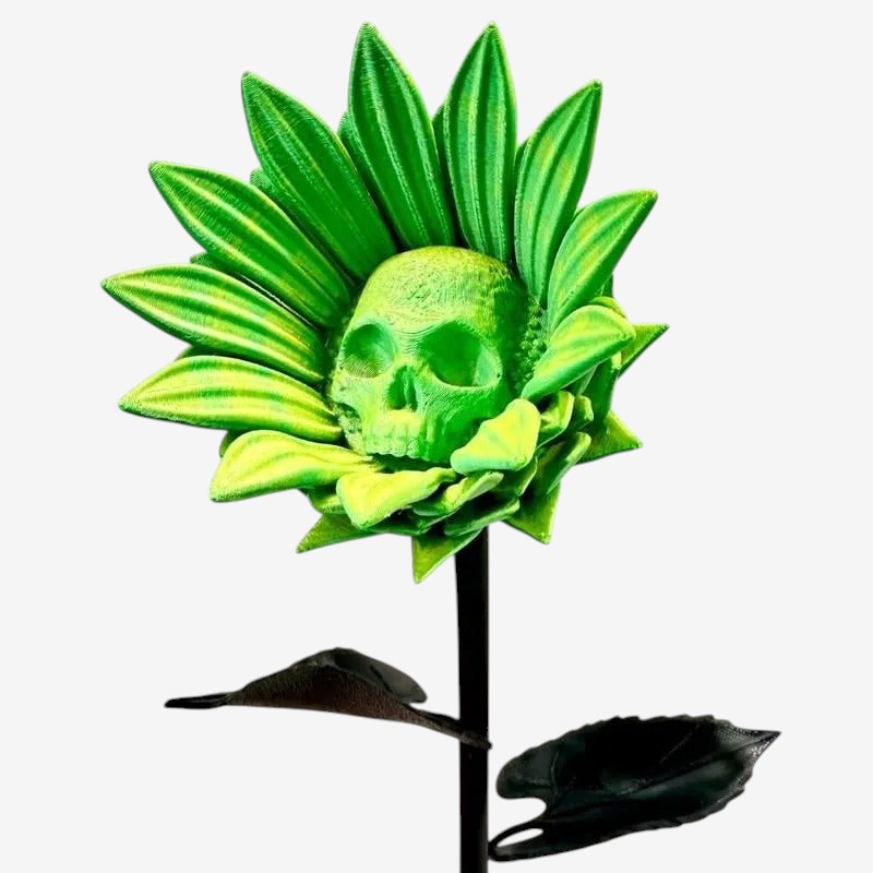 SkullBloom - 3D Printed Skull Sunflower Sculpture