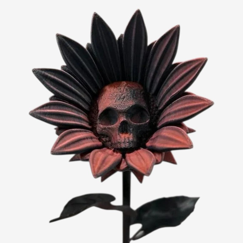 SkullBloom - 3D Printed Skull Sunflower Sculpture